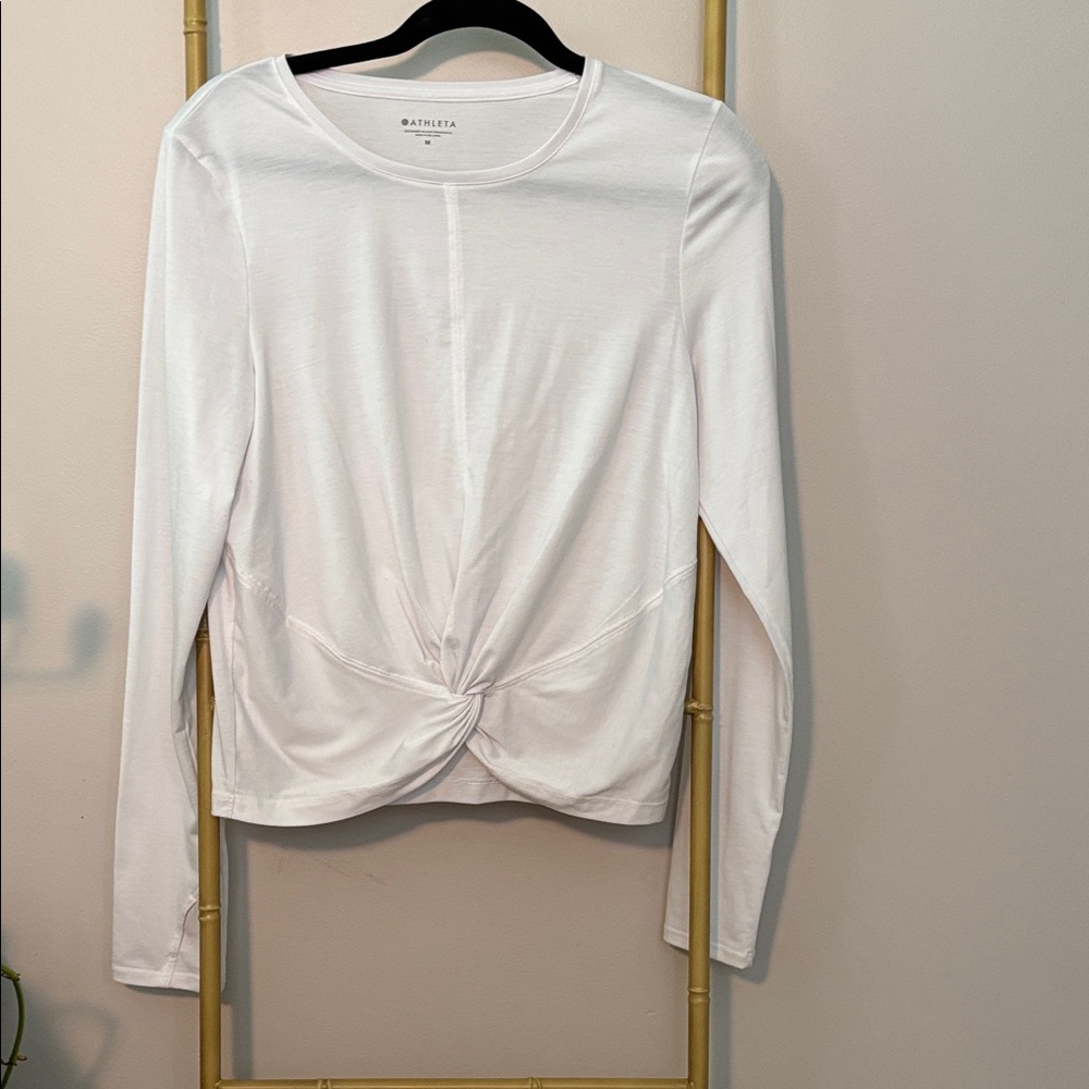 Athleta White Long-Sleeve Twist-Front Tee